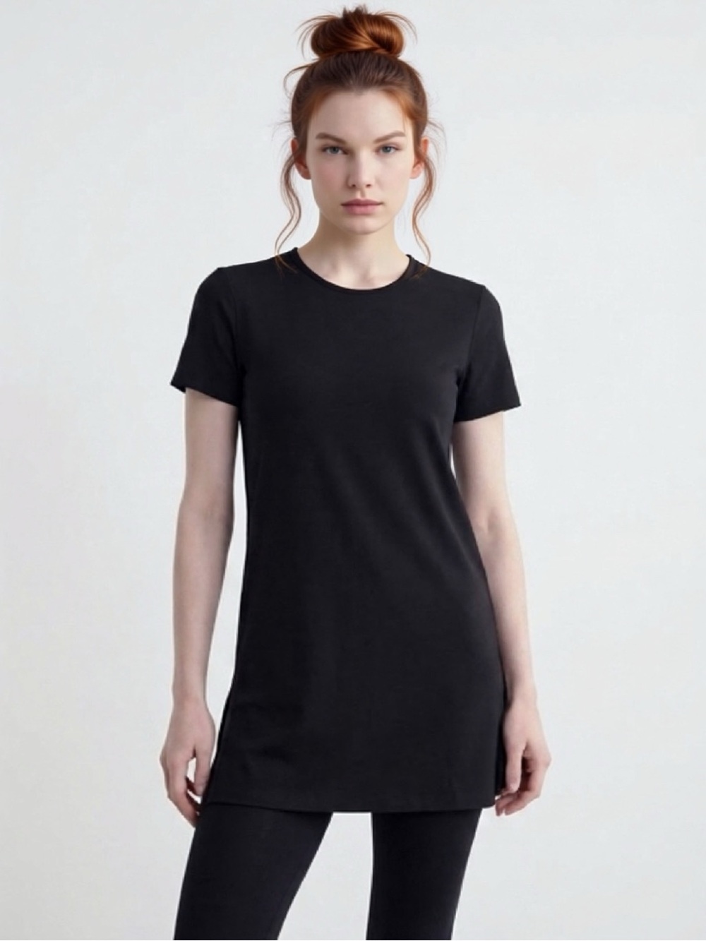 Barneys New York Black Short-Sleeve Crewneck Tunic